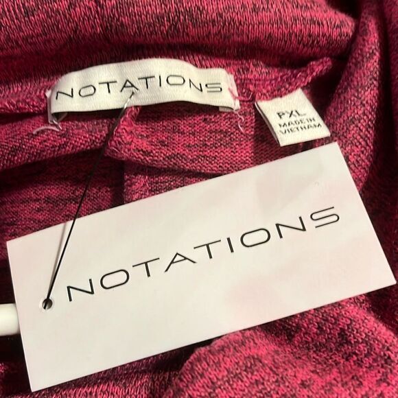 Notations Womens Top Sz XLP Heathered Rust Pullover Cowl Neck Asymmetrical NWT - Picture 3 of 6